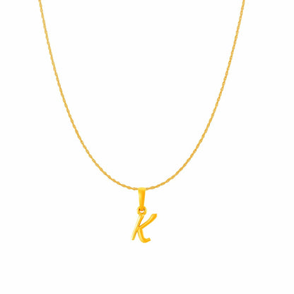 22KT Gold Plated Pure Silver (92.5% purity) precious Name alphabet chain pendant (Pendnat with Rope chain- 18 Inches) designer alphabet chain locket