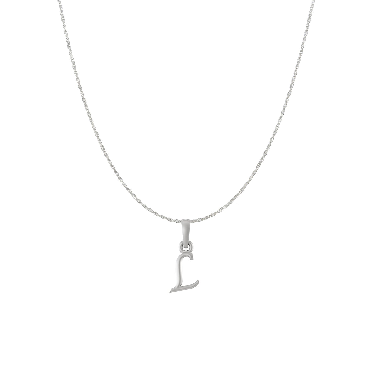 Sterling Silver (92.5% purity) precious Name alphabet chain pendant (Pendnat with rope chain) pure silver designer alphabet chain locket