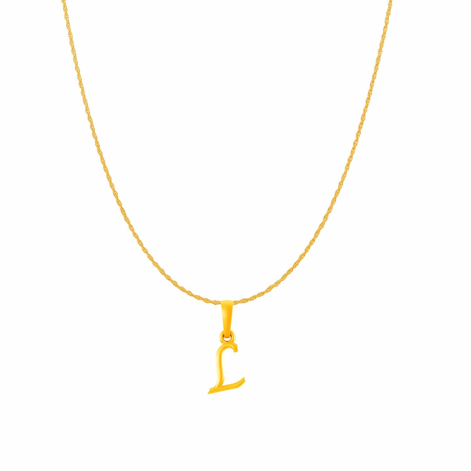22KT Gold Plated Silver (92.5% purity) precious Name alphabet chain pendant (Pendnat with Box chain- 18 Inches) pure silver designer alphabet chain locket
