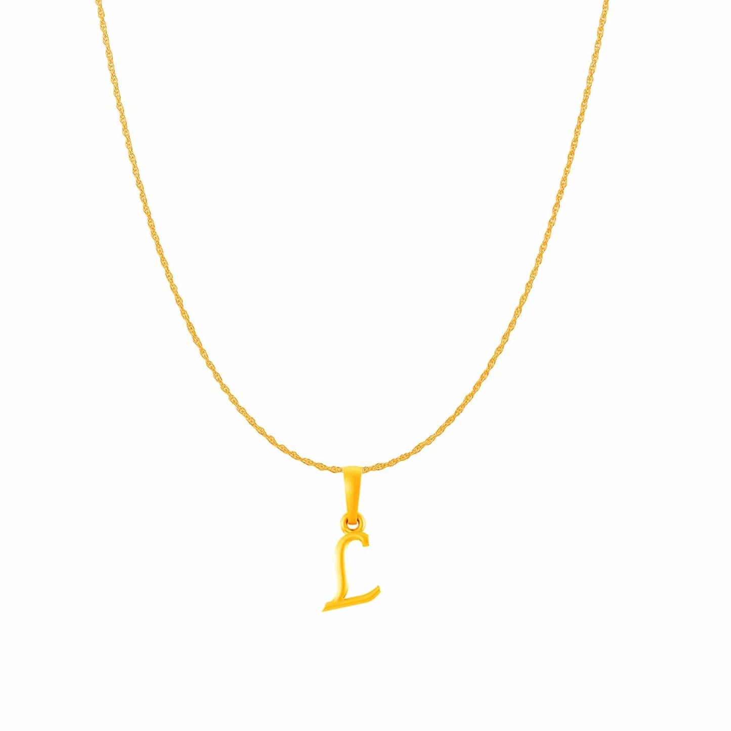 22KT Gold Plated Pure Silver (92.5% purity) precious Name alphabet chain pendant (Pendnat with Rope chain- 18 Inches) designer alphabet chain locket