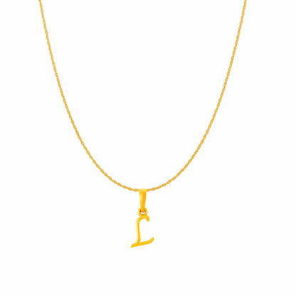 22KT Gold Plated Pure Silver (92.5% purity) precious Name alphabet chain pendant (Pendnat with Rope chain- 18 Inches) designer alphabet chain locket