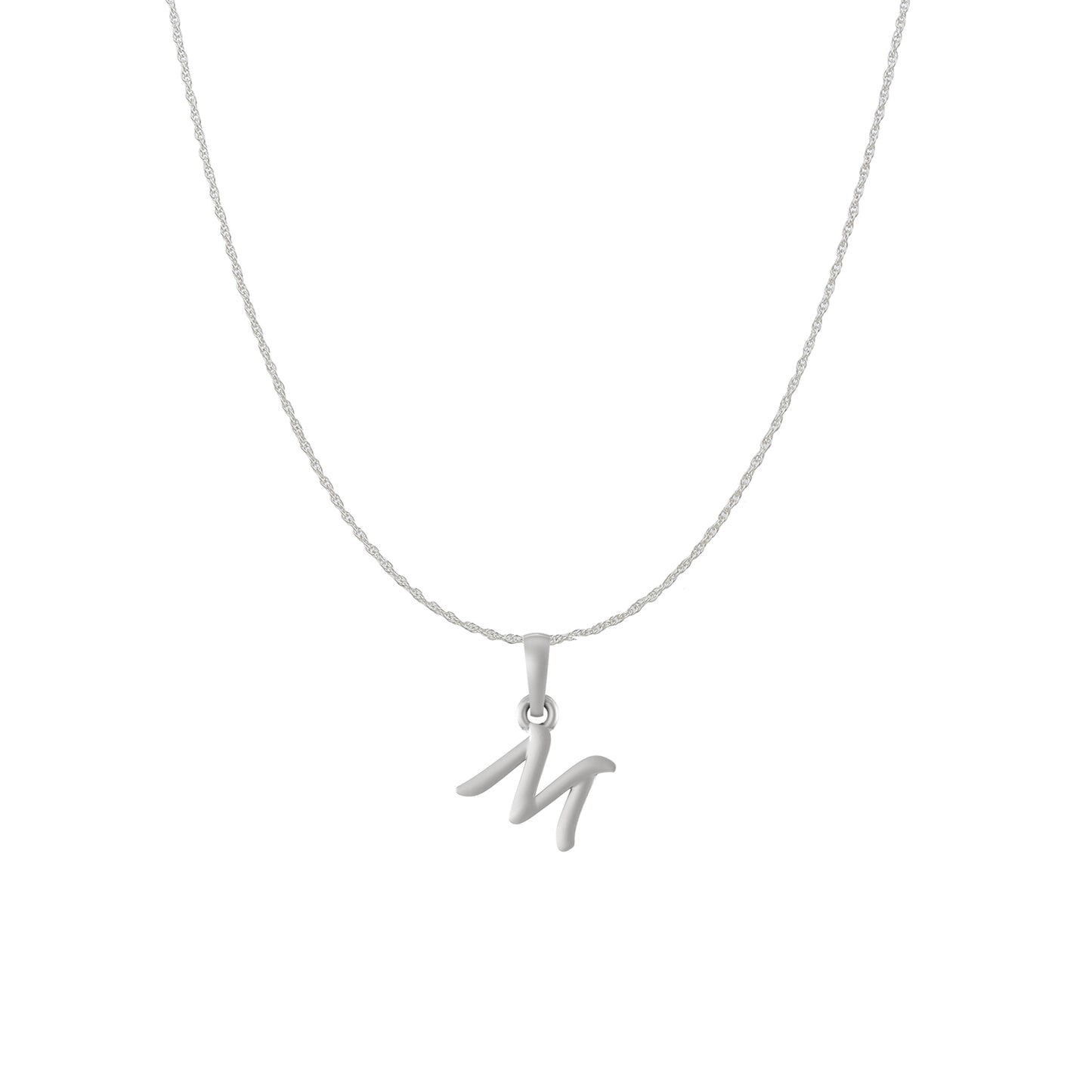 Akshat Sapphire Sterling Silver (92.5% purity) precious Name alphabet chain pendant (Pendnat with rope chain) pure silver designer alphabet chain locket