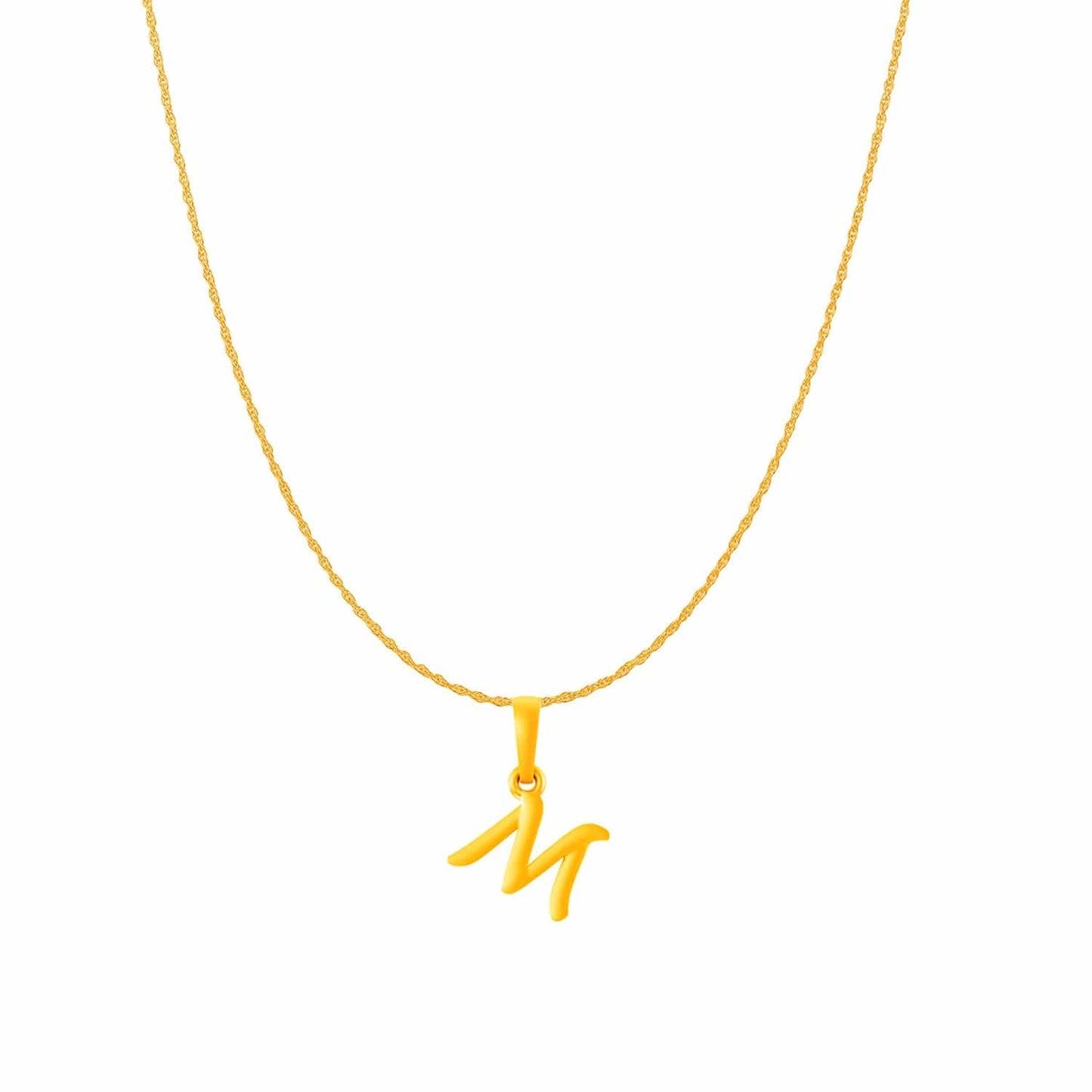 22KT Gold Plated Pure Silver (92.5% purity) precious Name alphabet chain pendant (Pendnat with Rope chain- 18 Inches) designer alphabet chain locket