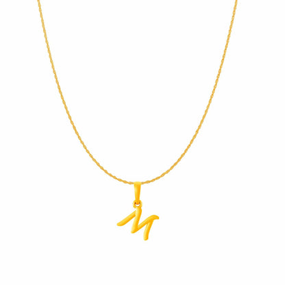 22KT Gold Plated Pure Silver (92.5% purity) precious Name alphabet chain pendant (Pendnat with Rope chain- 18 Inches) designer alphabet chain locket