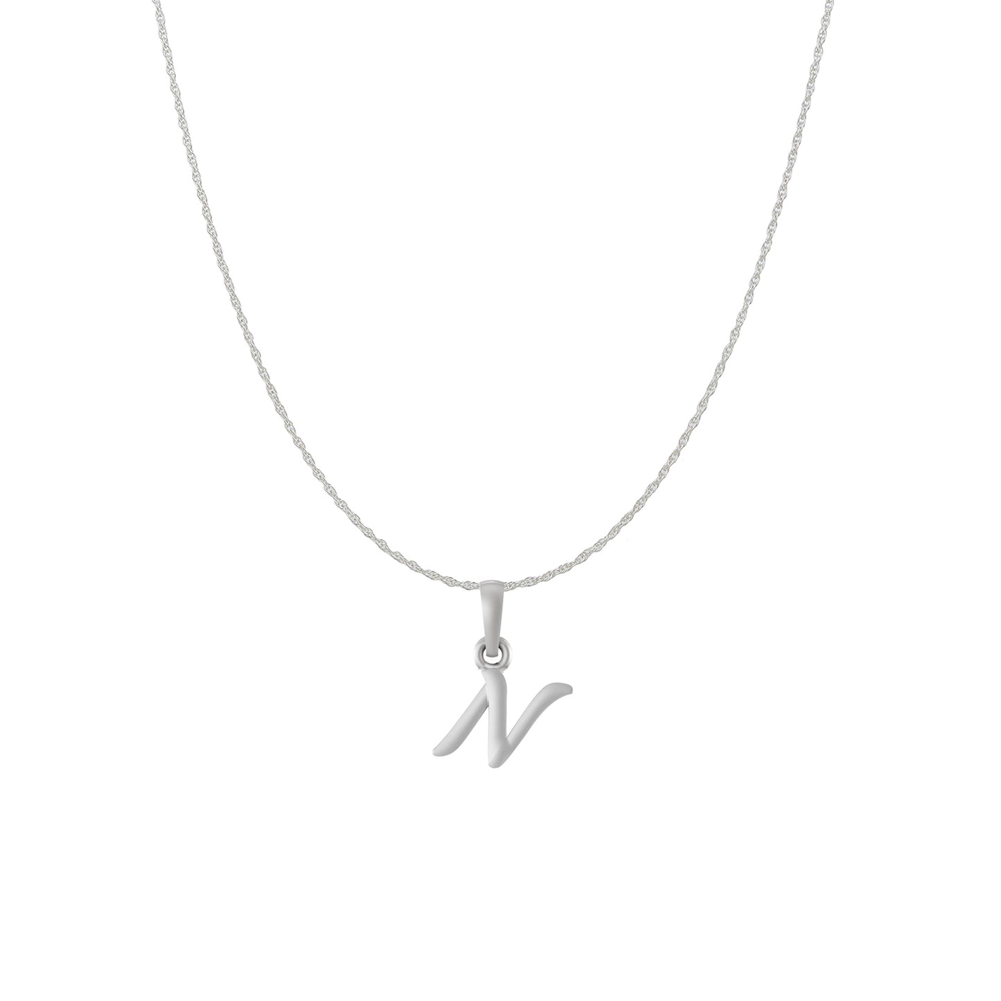 Akshat Sapphire Sterling Silver (92.5% purity) precious Name alphabet chain pendant (Pendnat with rope chain) pure silver designer alphabet chain locket