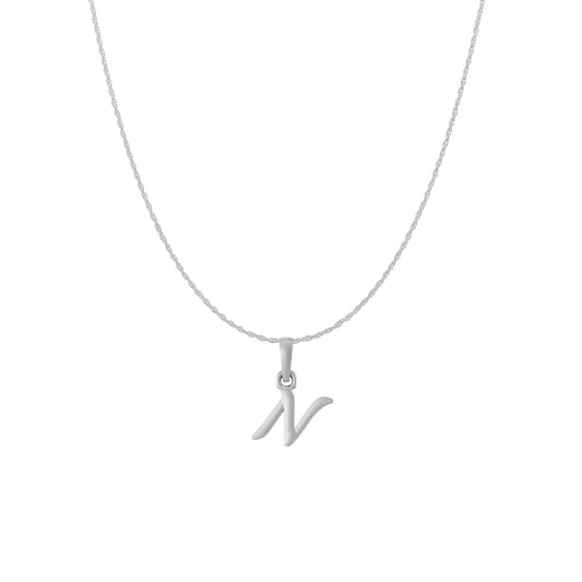 Akshat Sapphire Sterling Silver (92.5% purity) precious Name alphabet chain pendant (Pendnat with rope chain) pure silver designer alphabet chain locket