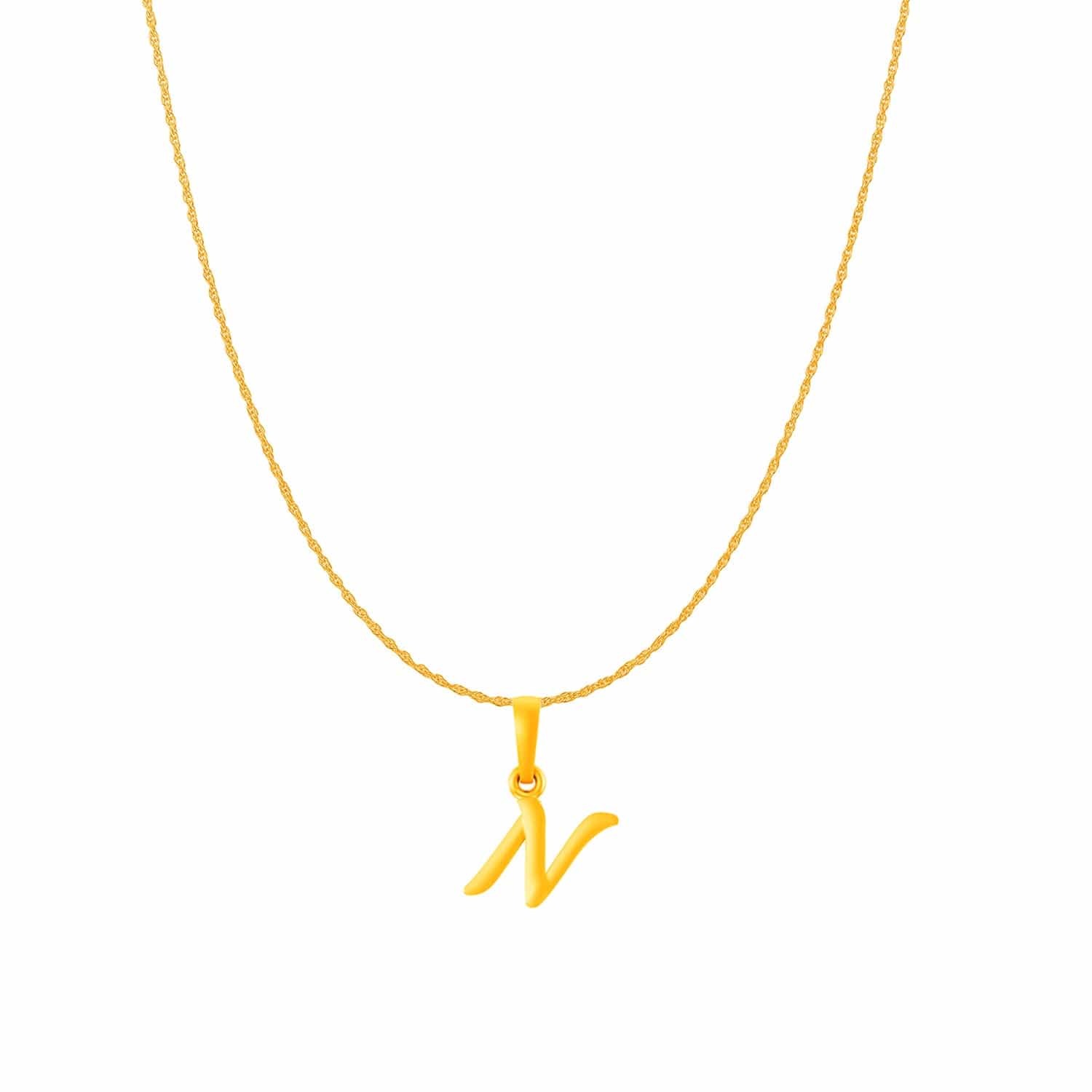 22KT Gold Plated Silver (92.5% purity) precious Name alphabet chain pendant (Pendnat with Box chain- 18 Inches) pure silver designer alphabet chain locket