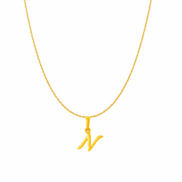 22KT Gold Plated Silver (92.5% purity) precious Name alphabet chain pendant (Pendnat with Box chain- 18 Inches) pure silver designer alphabet chain locket