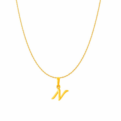 22KT Gold Plated Pure Silver (92.5% purity) precious Name alphabet chain pendant (Pendnat with Rope chain- 18 Inches) designer alphabet chain locket