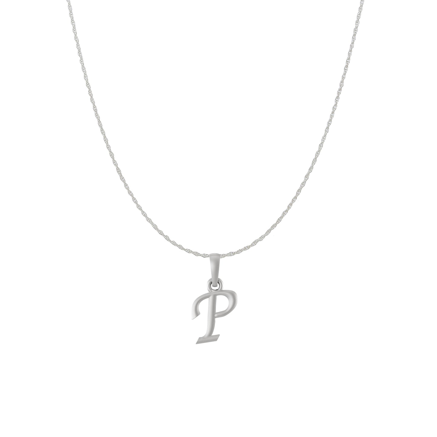Akshat Sapphire Sterling Silver (92.5% purity) precious Name alphabet chain pendant (Pendnat with rope chain) pure silver designer alphabet chain locket