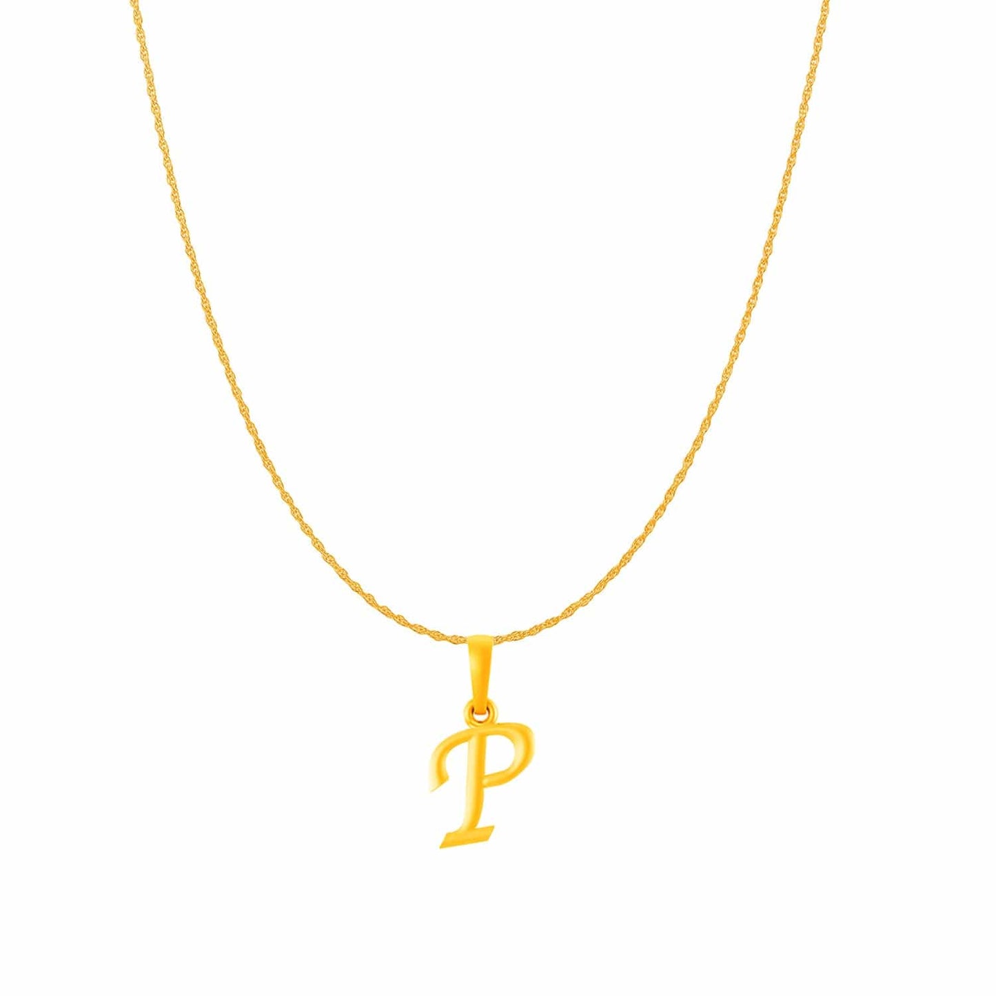 22KT Gold Plated Pure Silver (92.5% purity) precious Name alphabet chain pendant (Pendnat with Rope chain- 18 Inches) designer alphabet chain locket