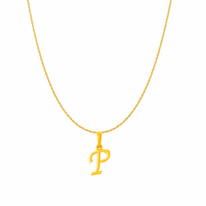 22KT Gold Plated Pure Silver (92.5% purity) precious Name alphabet chain pendant (Pendnat with Rope chain- 18 Inches) designer alphabet chain locket