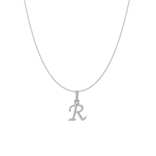 Akshat Sapphire Sterling Silver (92.5% purity) precious Name alphabet chain pendant (Pendnat with rope chain) pure silver designer alphabet chain locket