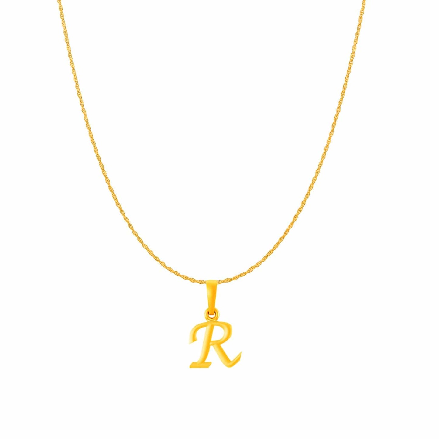 22KT Gold Plated Pure Silver (92.5% purity) precious Name alphabet chain pendant (Pendnat with Rope chain- 18 Inches) designer alphabet chain locket