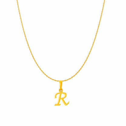 22KT Gold Plated Pure Silver (92.5% purity) precious Name alphabet chain pendant (Pendnat with Rope chain- 18 Inches) designer alphabet chain locket