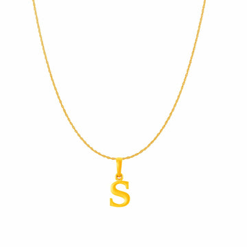 22KT Gold Plated Silver (92.5% purity) precious Name alphabet chain pendant (Pendnat with Box chain- 18 Inches) pure silver designer alphabet chain locket