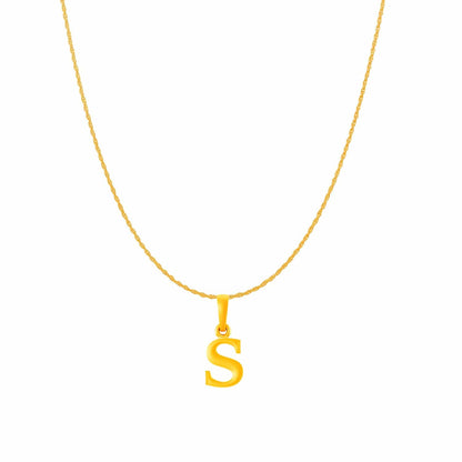 22KT Gold Plated Pure Silver (92.5% purity) precious Name alphabet chain pendant (Pendnat with Rope chain- 18 Inches) designer alphabet chain locket