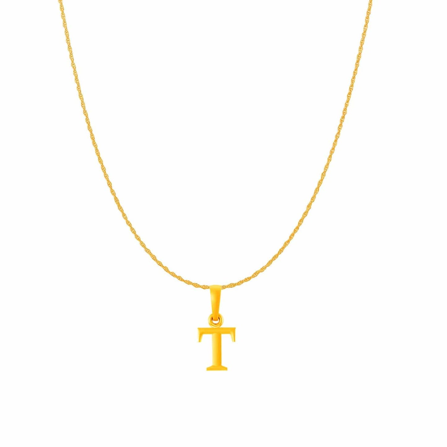 22KT Gold Plated Pure Silver (92.5% purity) precious Name alphabet chain pendant (Pendnat with Rope chain- 18 Inches) designer alphabet chain locket
