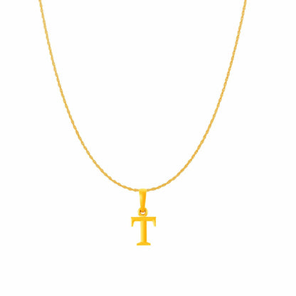 22KT Gold Plated Pure Silver (92.5% purity) precious Name alphabet chain pendant (Pendnat with Rope chain- 18 Inches) designer alphabet chain locket