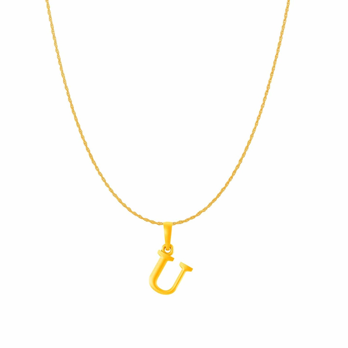 22KT Gold Plated Pure Silver (92.5% purity) precious Name alphabet chain pendant (Pendnat with Rope chain- 18 Inches) designer alphabet chain locket