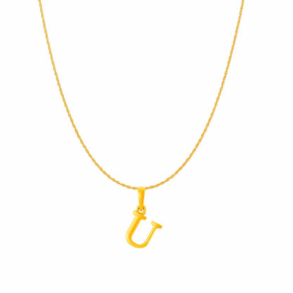 22KT Gold Plated Pure Silver (92.5% purity) precious Name alphabet chain pendant (Pendnat with Rope chain- 18 Inches) designer alphabet chain locket