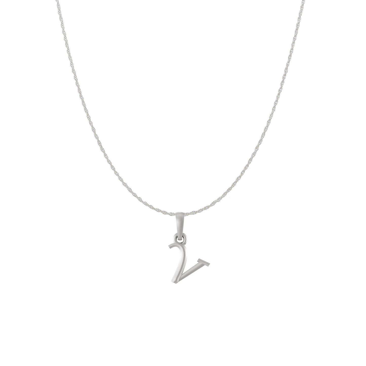 Akshat Sapphire Sterling Silver (92.5% purity) precious Name alphabet chain pendant (Pendnat with rope chain) pure silver designer alphabet chain locket