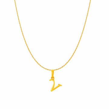 22KT Gold Plated Silver (92.5% purity) precious Name alphabet chain pendant (Pendnat with Box chain- 18 Inches) pure silver designer alphabet chain locket