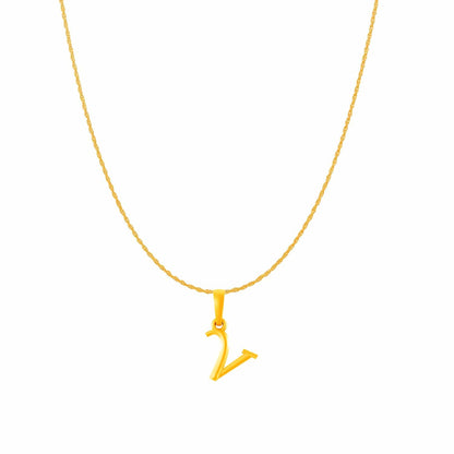 22KT Gold Plated Pure Silver (92.5% purity) precious Name alphabet chain pendant (Pendnat with Rope chain- 18 Inches) designer alphabet chain locket