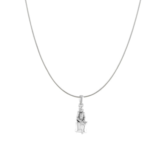 AKSHAT SAPPHIRE Sterling Silver (Silver with 92.5% purity) God Shree Sai Baba chain Pendant (Pendant with Snake Chain) for Men & Women Pure Sterling Silver Lord Sai Baba chain Locket For Good Wealth & Health