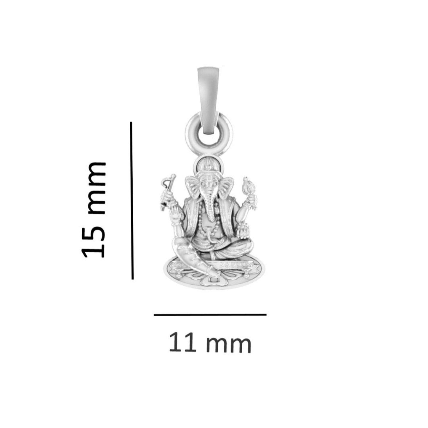Akshat Sapphire Sterling Silver (92.5% purity) God Ganesha Chain Pendant (Pendant with Snake Chain) for Men & Women Pure Silver Lord Ganapathy Chain Locket for Good Health & Wealth