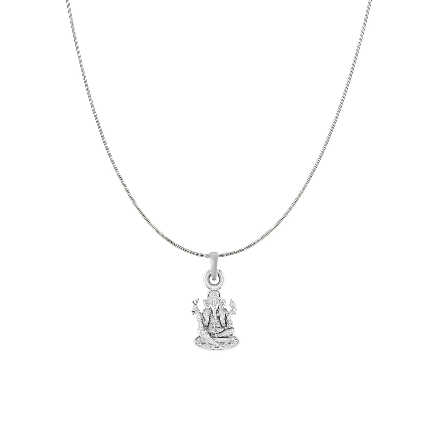 Akshat Sapphire Sterling Silver (92.5% purity) God Ganesha Chain Pendant (Pendant with Snake Chain) for Men & Women Pure Silver Lord Ganapathy Chain Locket for Good Health & Wealth