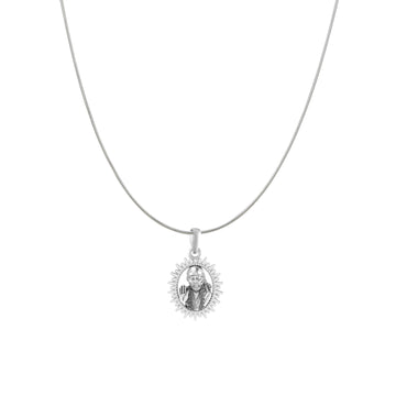 AKSHAT SAPPHIRE Sterling Silver (Silver with 92.5% purity) God Shree Sai Baba chain Pendant (Pendant with Snake Chain) for Men & Women Pure Sterling Silver Lord Sai Baba chain Locket For Good Wealth & Health