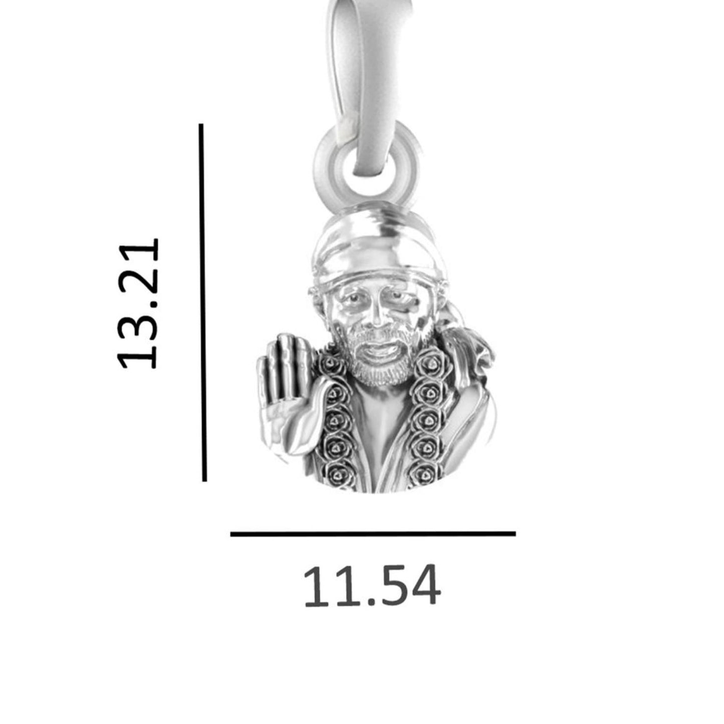 AKSHAT SAPPHIRE Sterling Silver (Silver with 92.5% purity) God Shree Sai Baba chain Pendant (Pendant with Snake Chain) for Men & Women Pure Sterling Silver Lord Sai Baba chain Locket For Good Wealth & Health