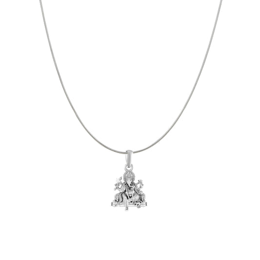 Akshat Sapphire Sterling Silver (92.5% purity) God Ganesha Chain Pendant (Pendant with Snake Chain) for Men & Women Pure Silver Lord Ganapathy Chain Locket for Good Health & Wealth