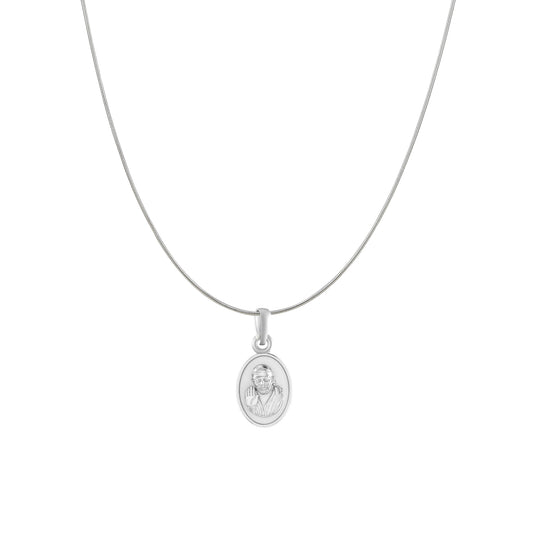 AKSHAT SAPPHIRE Sterling Silver (Silver with 92.5% purity) God Shree Sai Baba chain Pendant (Pendant with Snake Chain) for Men & Women Pure Sterling Silver Lord Sai Baba chain Locket For Good Wealth & Health