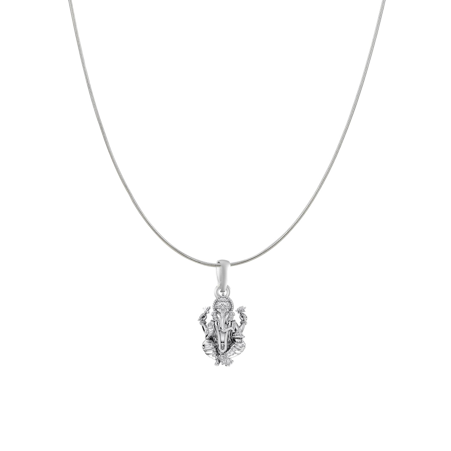 Akshat Sapphire Sterling Silver (92.5% purity) God Ganesha Chain Pendant (Pendant with Snake Chain) for Men & Women Pure Silver Lord Ganapathy Chain Locket for Good Health & Wealth