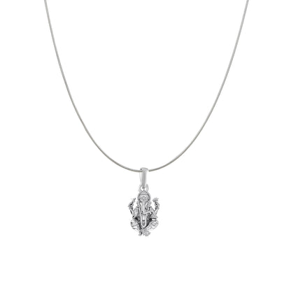 Akshat Sapphire Sterling Silver (92.5% purity) God Ganesha Chain Pendant (Pendant with Snake Chain) for Men & Women Pure Silver Lord Ganapathy Chain Locket for Good Health & Wealth