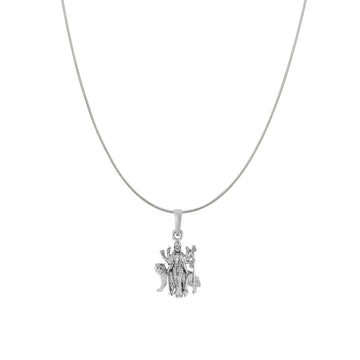 Akshat Sapphire Sterling Silver (92.5% purity) Goddess Durga Maa Chain Pendant (Pendant with Snake Chain) for Men & Women Pure Silver Durga Maa chain Locket for Good Health & Wealth