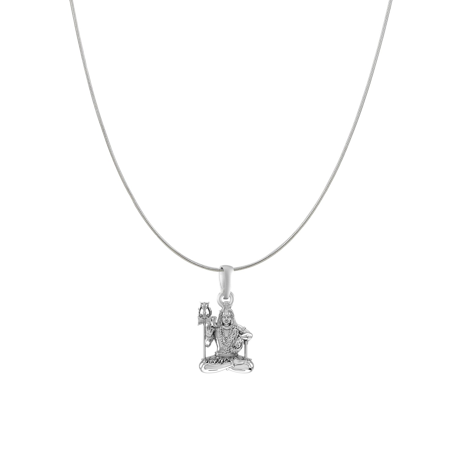Akshat Sapphire Sterling Silver (92.5% purity) God Shiva Chain Pendant (Pendant with Snake Chain) for Men & Women Pure Silver Lord Shiv Chain Locket for Good Health & Wealth