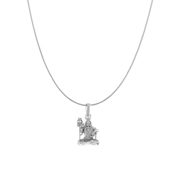 Akshat Sapphire Sterling Silver (92.5% purity) God Shiva Chain Pendant (Pendant with Snake Chain) for Men & Women Pure Silver Lord Shiv Chain Locket for Good Health & Wealth