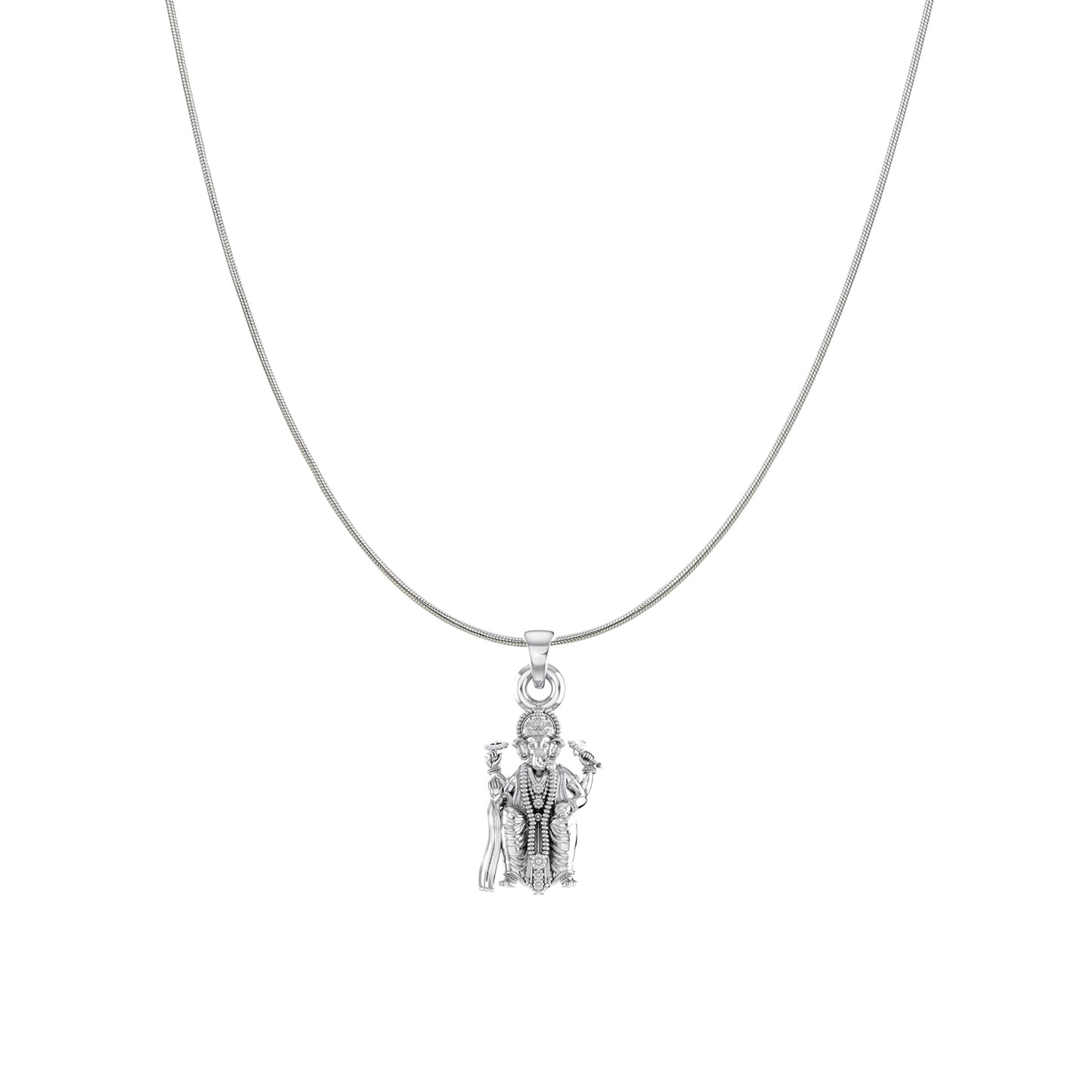 Akshat Sapphire Sterling Silver (92.5% purity) God Ganesha Chain Pendant (Pendant with Snake Chain) for Men & Women Pure Silver Lord Ganapathy Chain Locket for Good Health & Wealth