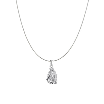 AKSHAT SAPPHIRE Sterling Silver (Silver with 92.5% purity) God Shree Sai Baba chain Pendant (Pendant with Snake Chain) for Men & Women Pure Sterling Silver Lord Sai Baba chain Locket For Good Wealth & Health