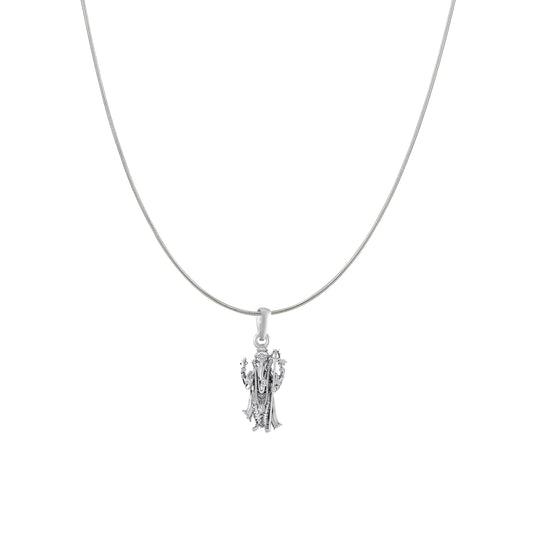 Akshat Sapphire Sterling Silver (92.5% purity) God Ganesha Chain Pendant (Pendant with Snake Chain) for Men & Women Pure Silver Lord Ganapathy Chain Locket for Good Health & Wealth