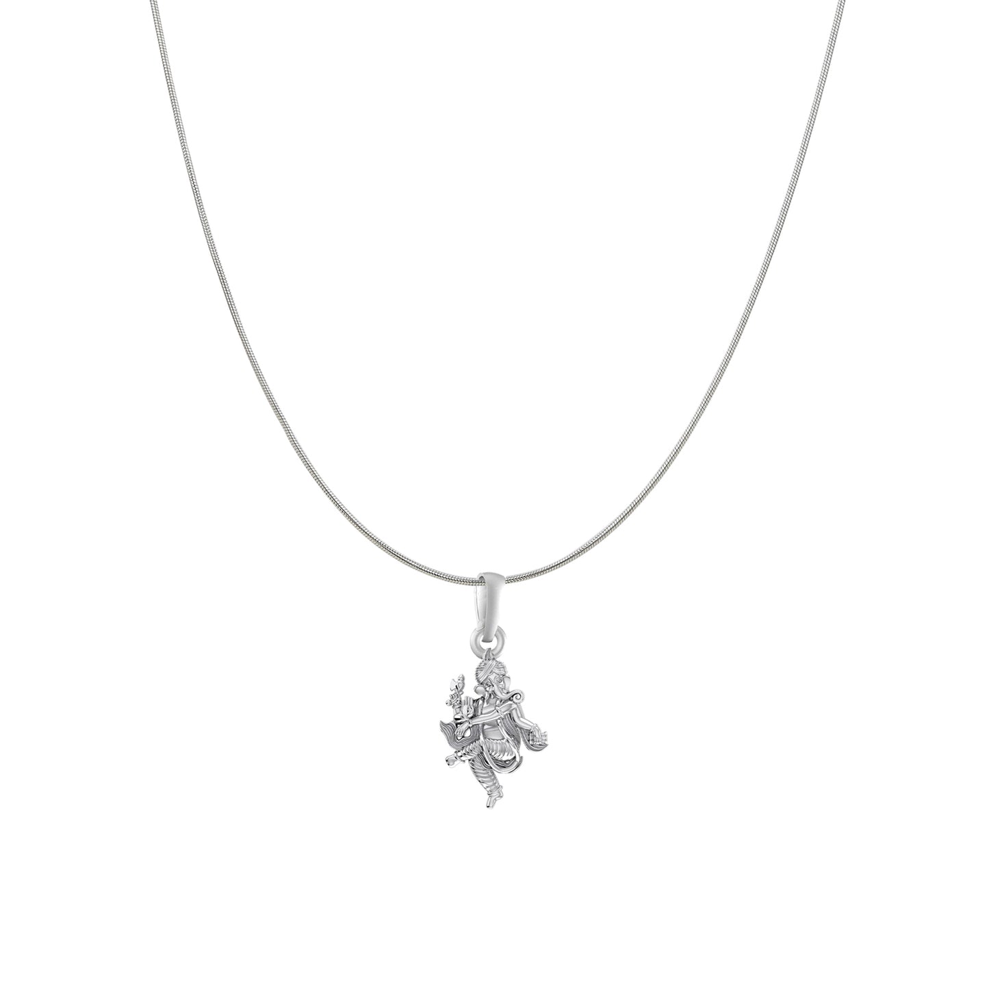 Akshat Sapphire Sterling Silver (92.5% purity) God Ganesha Chain Pendant (Pendant with Snake Chain) for Men & Women Pure Silver Lord Ganapathy Chain Locket for Good Health & Wealth