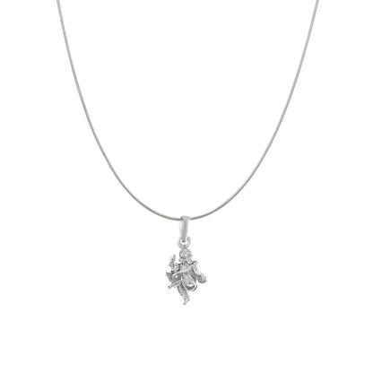 Akshat Sapphire Sterling Silver (92.5% purity) God Ganesha Chain Pendant (Pendant with Snake Chain) for Men & Women Pure Silver Lord Ganapathy Chain Locket for Good Health & Wealth