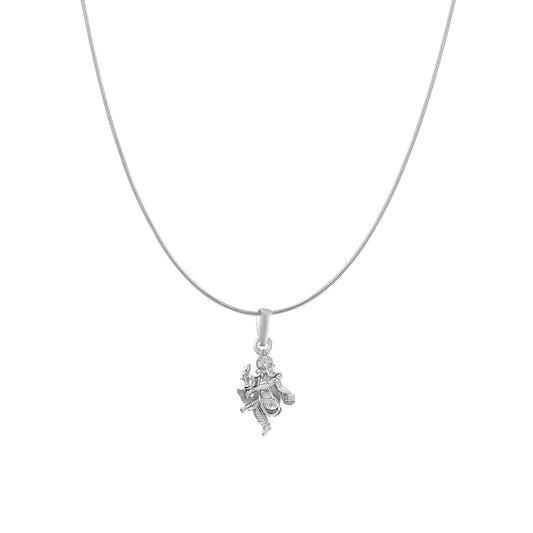 Akshat Sapphire Sterling Silver (92.5% purity) God Ganesha Chain Pendant (Pendant with Snake Chain) for Men & Women Pure Silver Lord Ganapathy Chain Locket for Good Health & Wealth