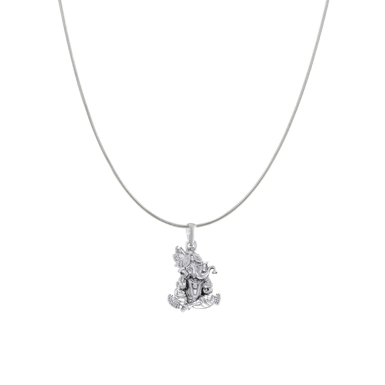 Akshat Sapphire Sterling Silver (92.5% purity) God Ganesha Chain Pendant (Pendant with Snake Chain) for Men & Women Pure Silver Lord Ganapathy Chain Locket for Good Health & Wealth