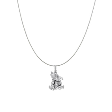 Akshat Sapphire Sterling Silver (92.5% purity) God Ganesha Chain Pendant (Pendant with Snake Chain) for Men & Women Pure Silver Lord Ganapathy Chain Locket for Good Health & Wealth