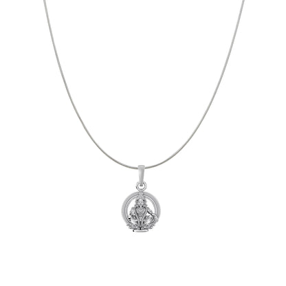 Akshat Sapphire Sterling Silver (92.5% purity) God Ayyappa Chain Pendant (Pendant with Snake Chain) for Men & Women Pure Silver Lord Ayyappa Chain Locket