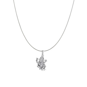Akshat Sapphire Sterling Silver (92.5% purity) God Ganesha Chain Pendant (Pendant with Snake Chain) for Men & Women Pure Silver Lord Ganapathy Chain Locket for Good Health & Wealth